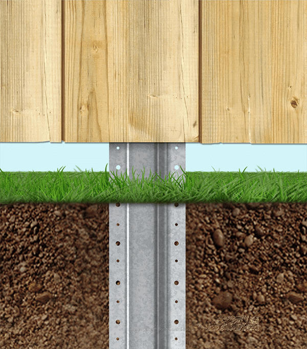 Western PA Wood fence No-Dig Wood Fence Post (I-Drive) - Mid-Span