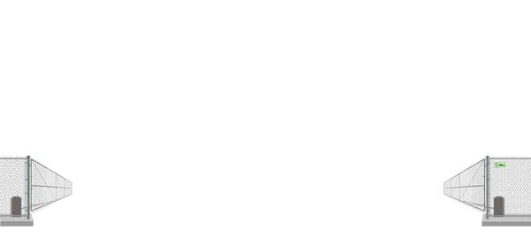 Automated chain link swing gate in open position