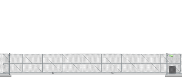 Automated chain link V-Track gate in closed position