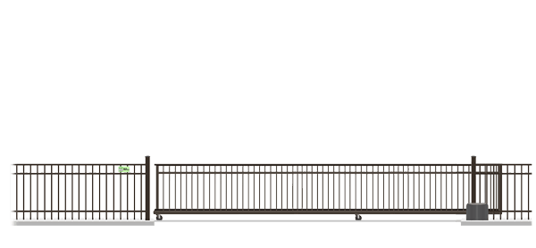 Automated Metal V-Track gate  in closed position