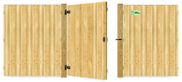 Wood gate in open position