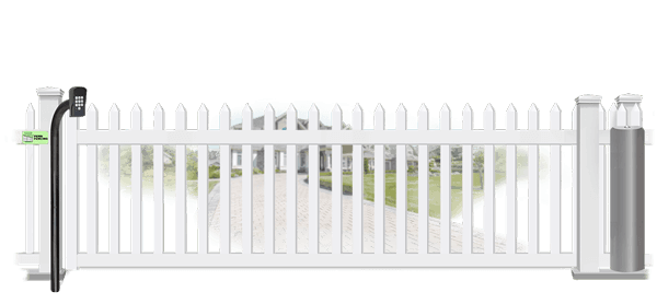 Vinyl sliding estate gate in closed position