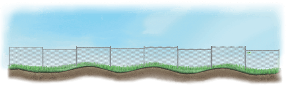 Stepped Chain Link fence on uneven ground