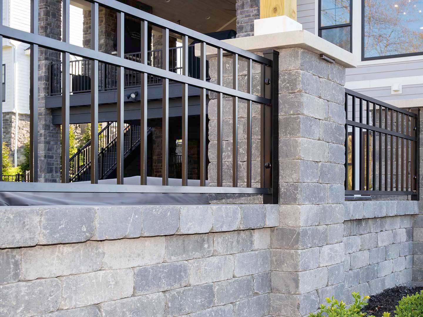 Aluminum railing with brick wall installed in Butler Pennsylvania for a commercial property