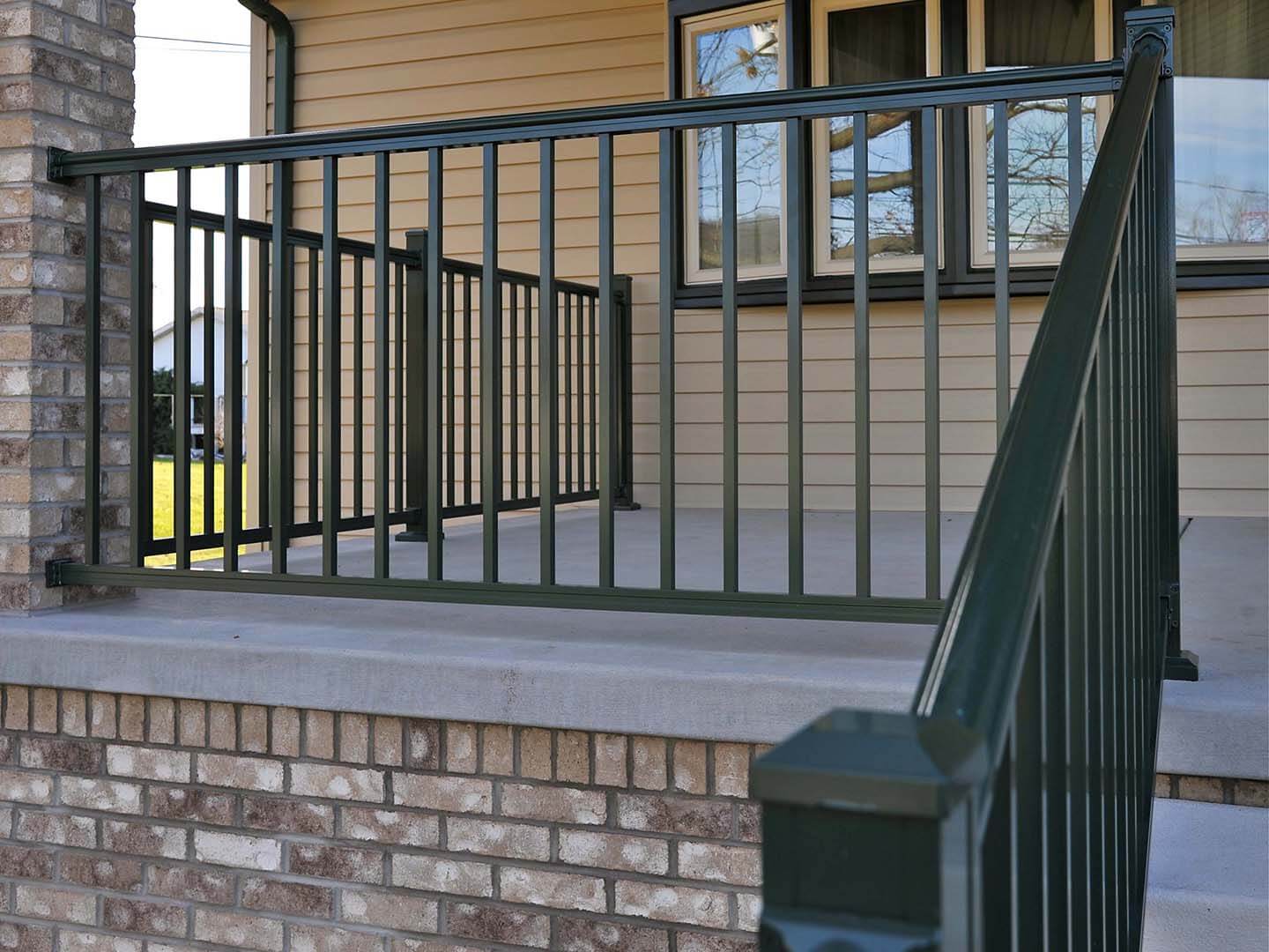 Aluminum railing installed on a front porch of a home in Butler Pennsylvania