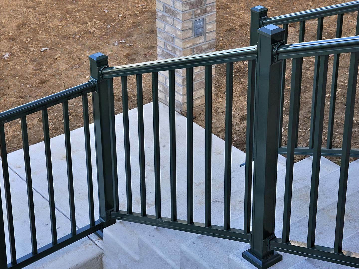 Aluminum railing installed on an outdoor staircase in Butler Pennsylvania