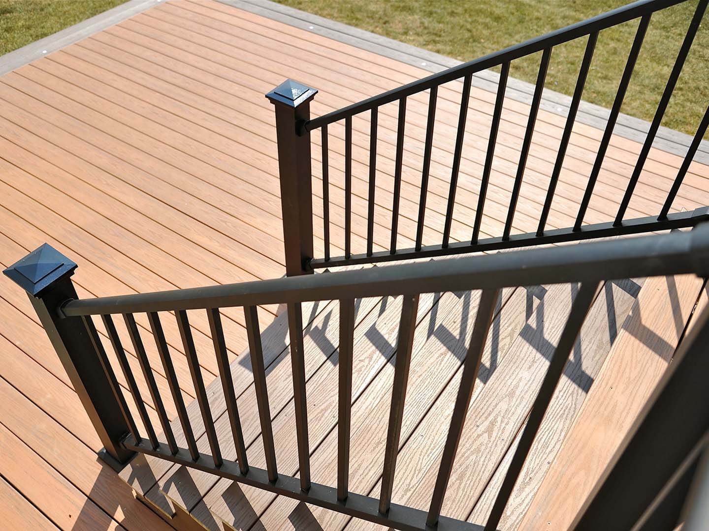 Aluminum railings for an outdoor staircase installed by a fence company in Butler Pennsylvania