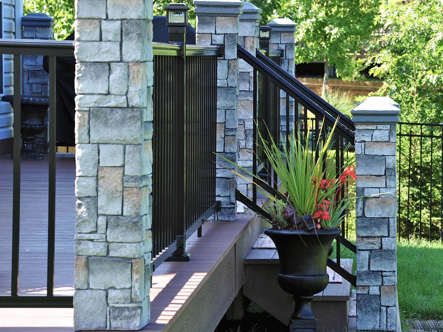 Aluminum railings along stairs on a front porch in Butler Pennsylvania
