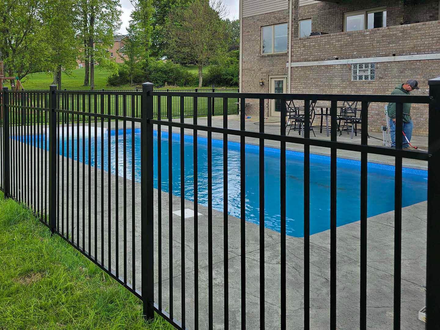 3 rail aluminum pool fence installed in Butler Pennsylvania for a residential property