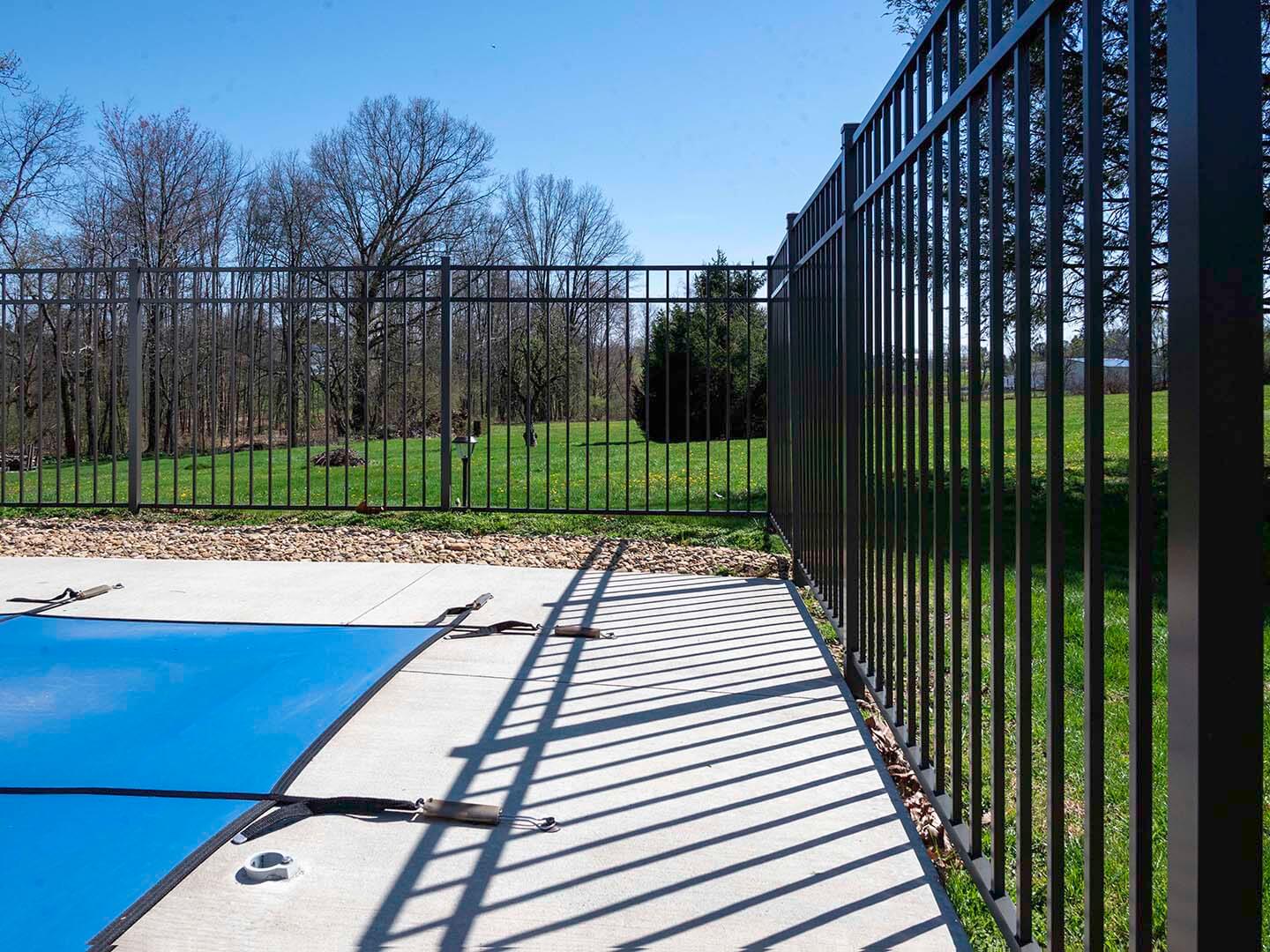 3 rail aluminum fence around a pool for a residential property in Butler Pennsylvania