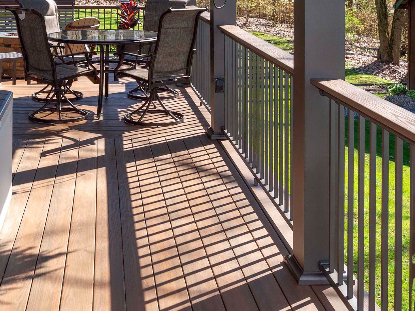 Custom Aluminum railing with wood tops for a porch installed in Butler Pennsylvania