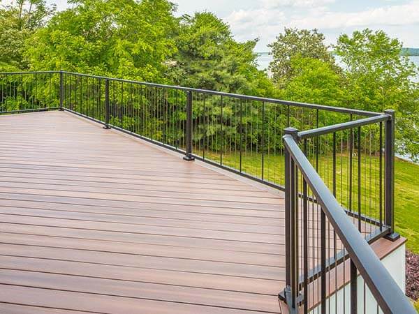Aluminum railings on a residential upper deck in Western Pennsylvania