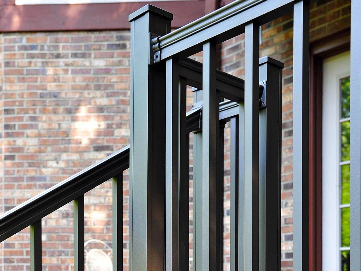 Aluminum railings installed around a front porch for a residential property in Western PA