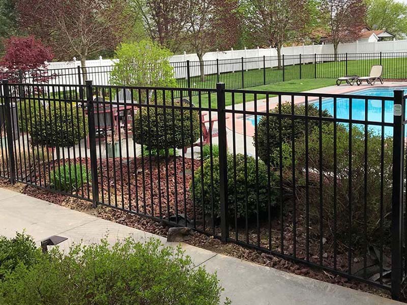 3 rail aluminum fence installed around a pool in Western Pennsylvania