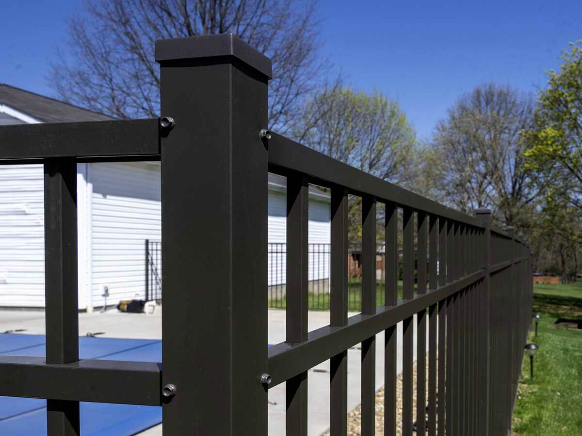 3 rail aluminum fence installed in Western PA around a backyard pool