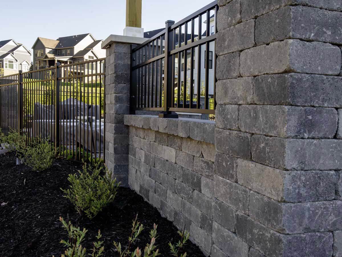 Brick wall with aluminum railings installed in Western Pennsylvania