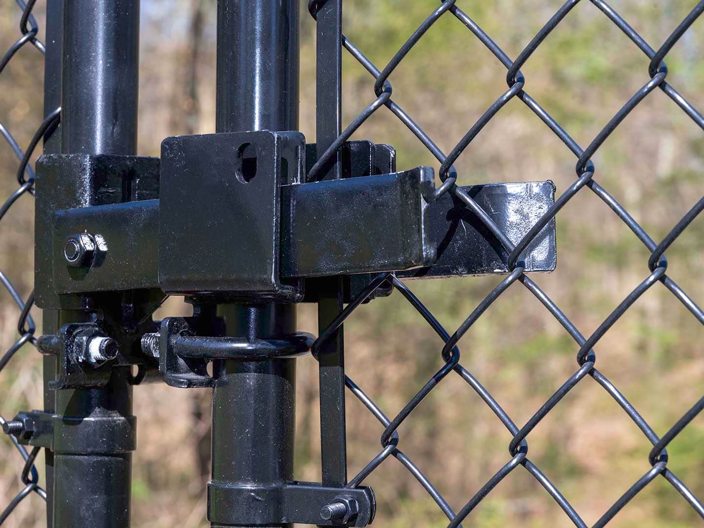 Latch for a Black chain link fence installed by a fence company in Butler Pennsylvania