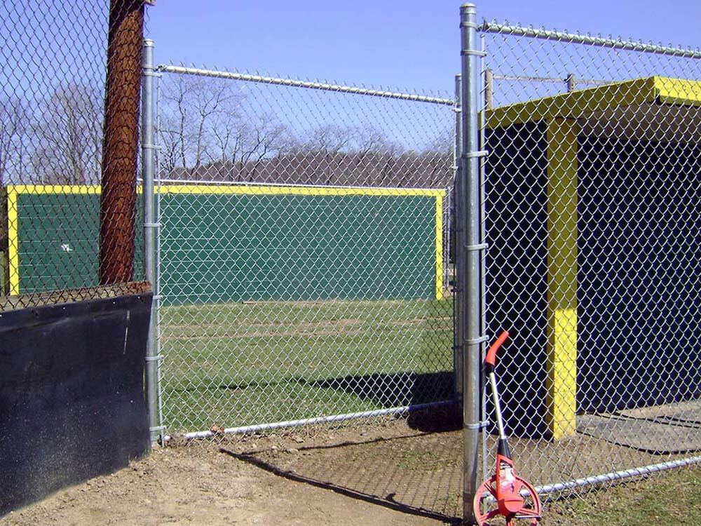 Commercial chain link fence installed on a sports field in Western Pennsylvania