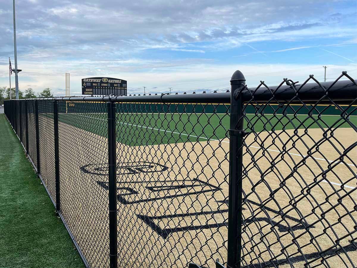 Black Vinyl Coated Chain Link Fence for Baseball Field in Western Pennsylvania