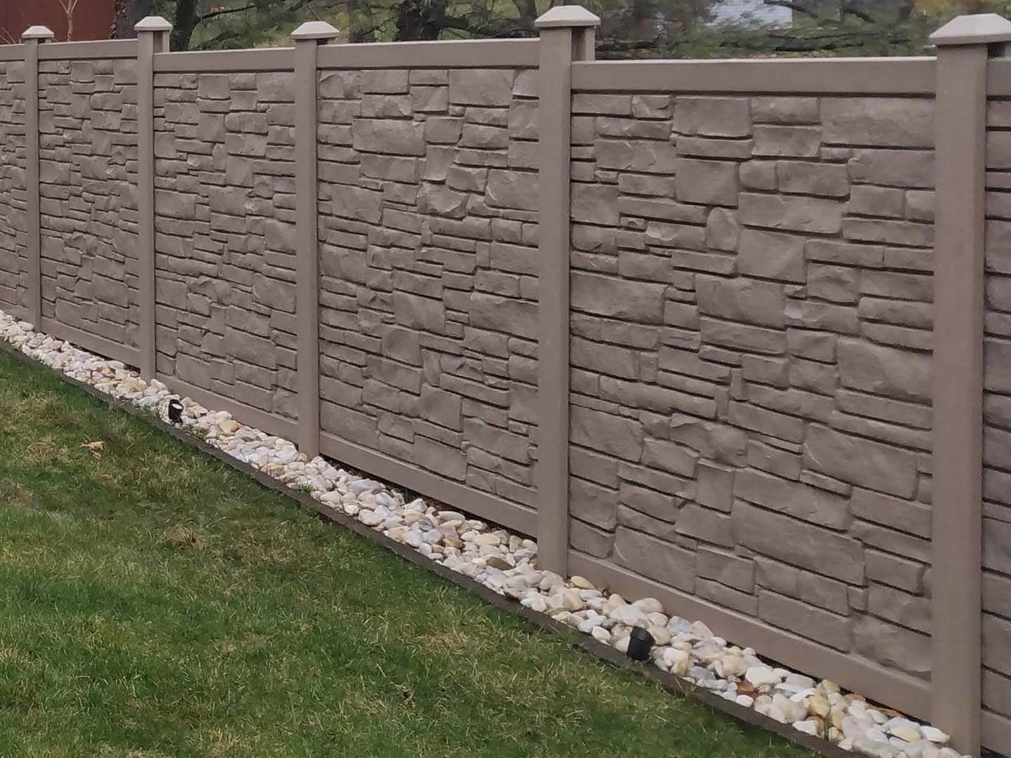 Dark brown granite simtek fence installed in Butler Pennsylvania