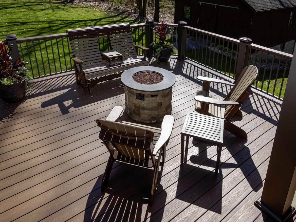 Wood deck with aluminum railings installed in Western Pennsylvania