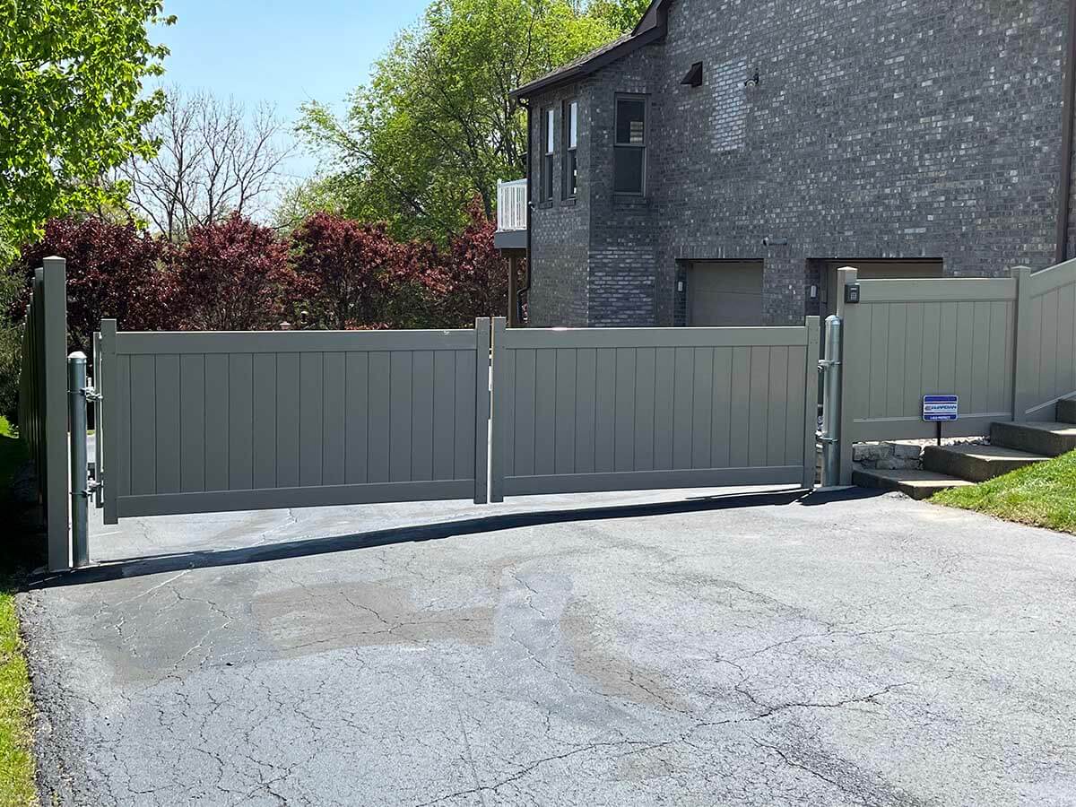 Double Swing Vinyl Gate Installed Across Driveway in Western Pennsylvania