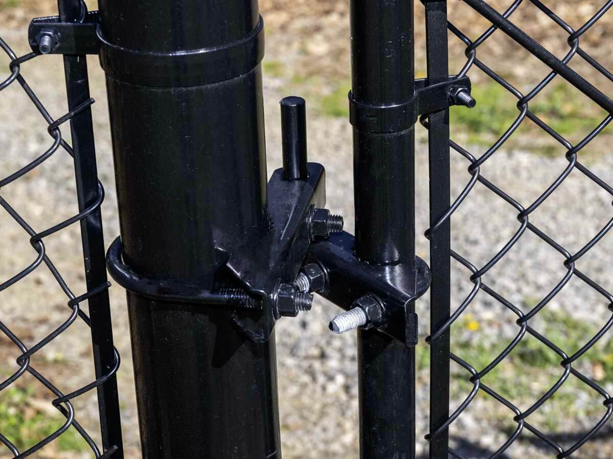 Black chain link gate hardware installed in Western Pennsylvania