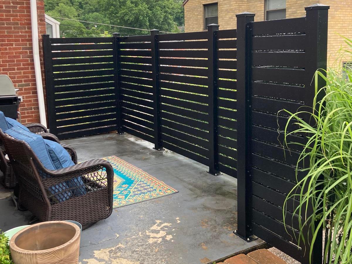 Modern Horizontal Privacy Fence Installed on Residential Patio in Western Pennsylvania