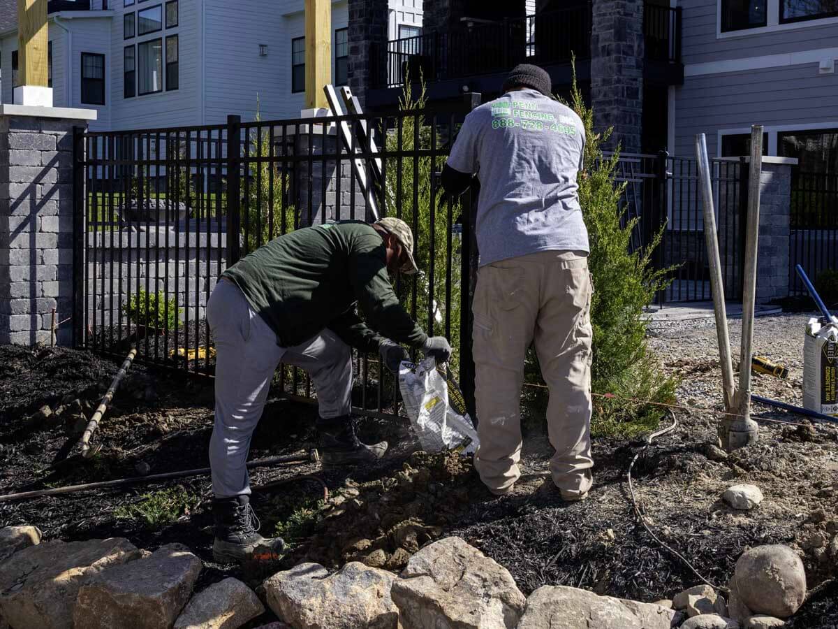 3 rail aluminum fence installation by Penn Fencing in Western PA
