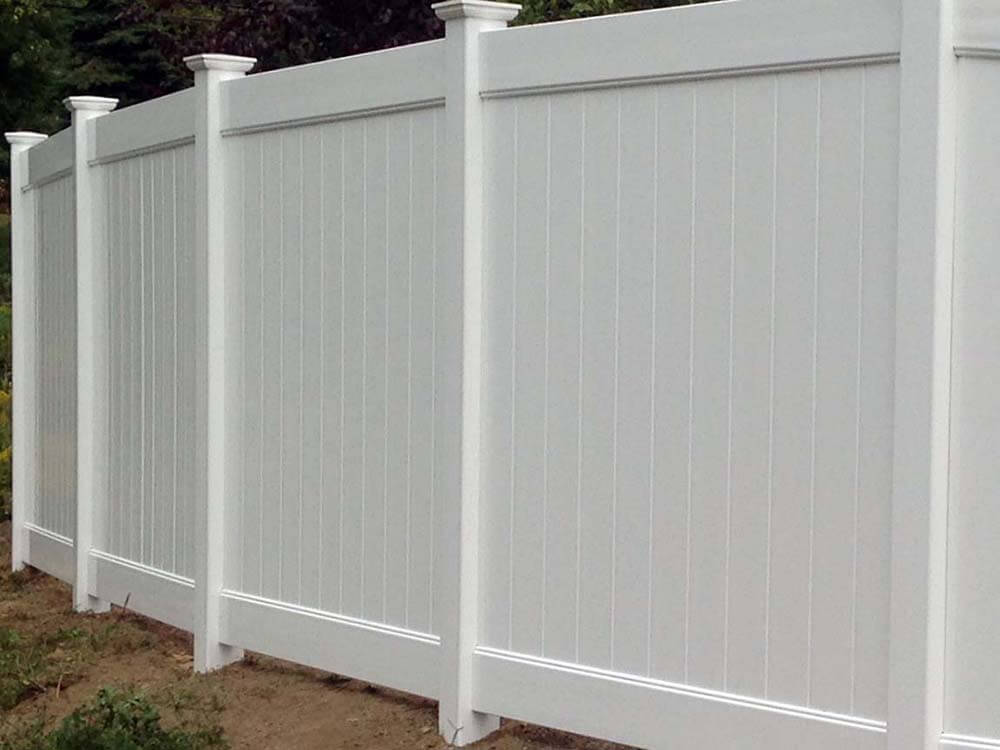 White full privacy vinyl fence installed in Western PA