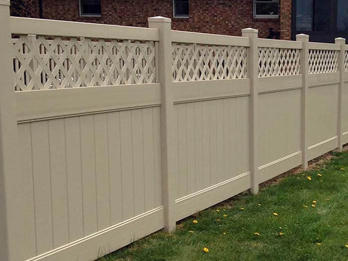 Lattice top vinyl fence installed for a home in Western Pennsylvania