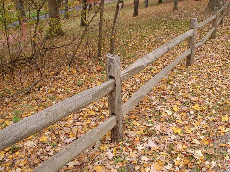 Split rail fence installed in Western PA around a property