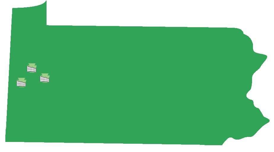 Fence company service area in Western PA